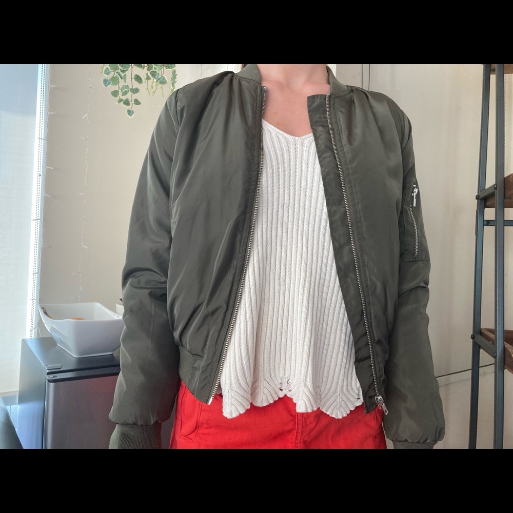 Olive Green Bomber Jacket!